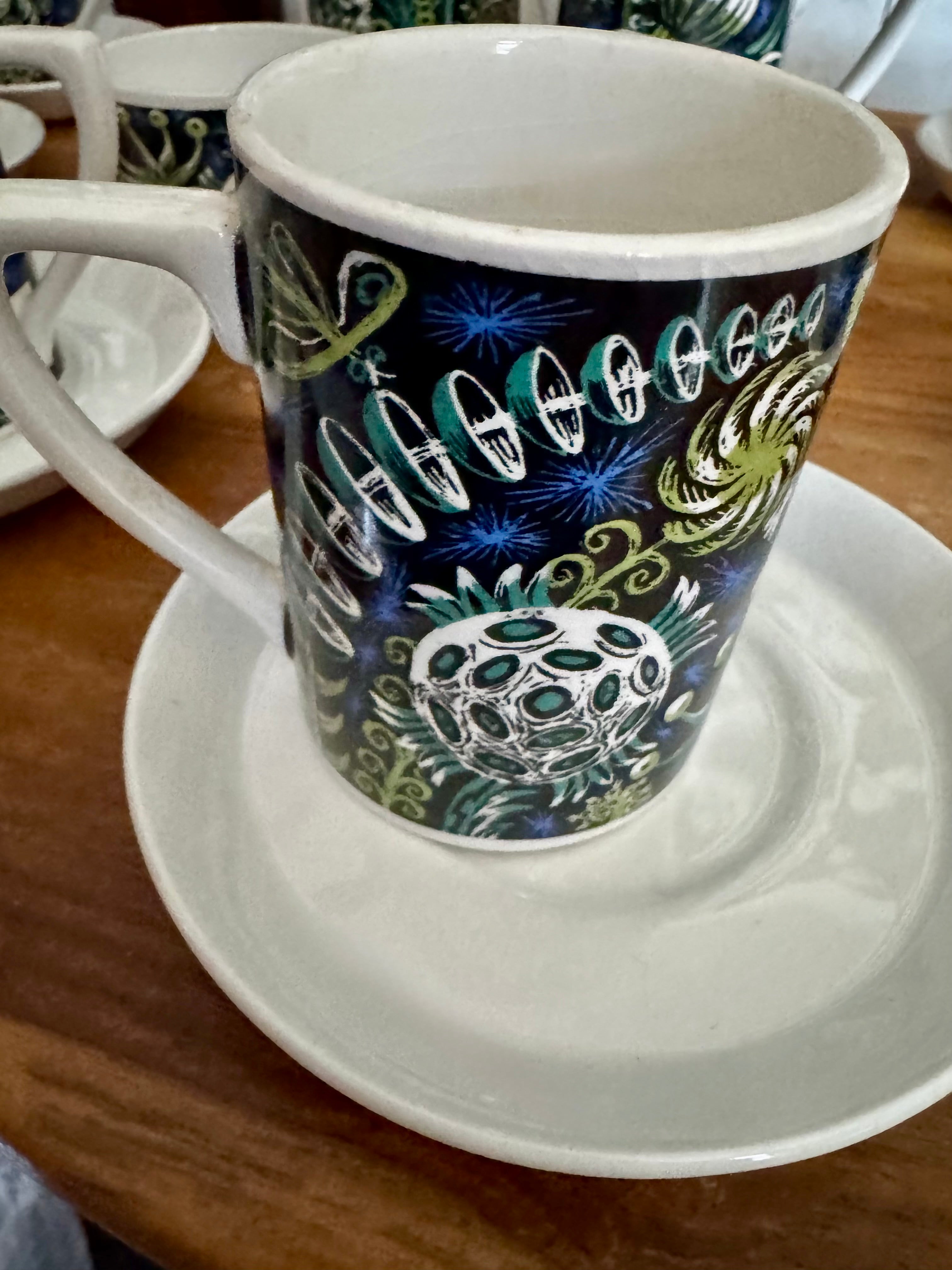 Portmeirion Coffee Set 1969 Magic Garden Portmeirion Pottery - Designed by Susan Williams Ellis