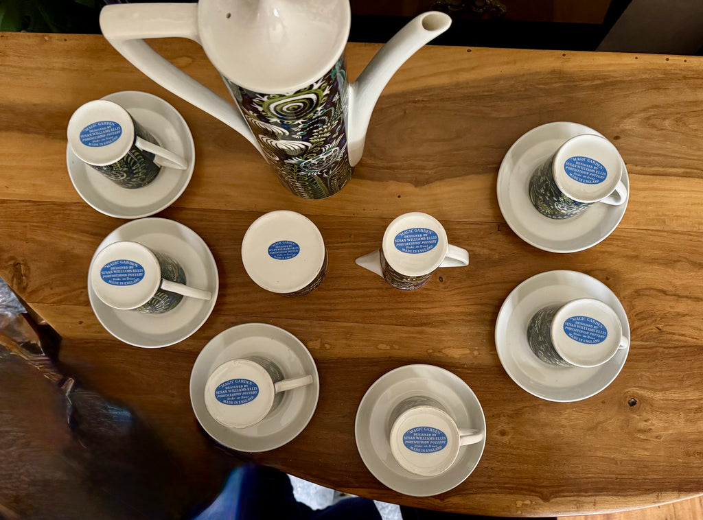 Portmeirion Coffee Set 1969 Magic Garden Portmeirion Pottery - Designed by Susan Williams Ellis