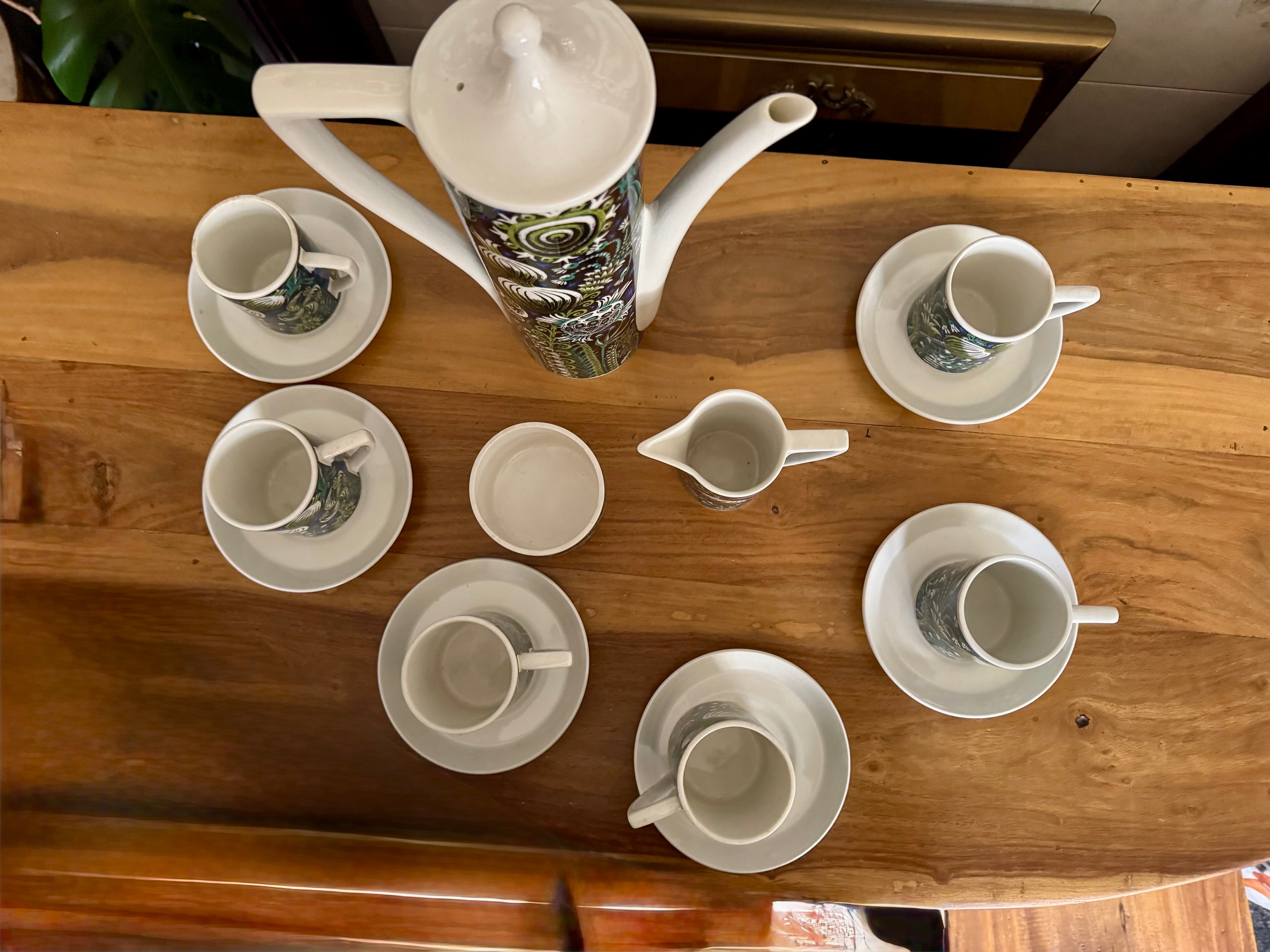 Portmeirion Coffee Set 1969 Magic Garden Portmeirion Pottery - Designed by Susan Williams Ellis